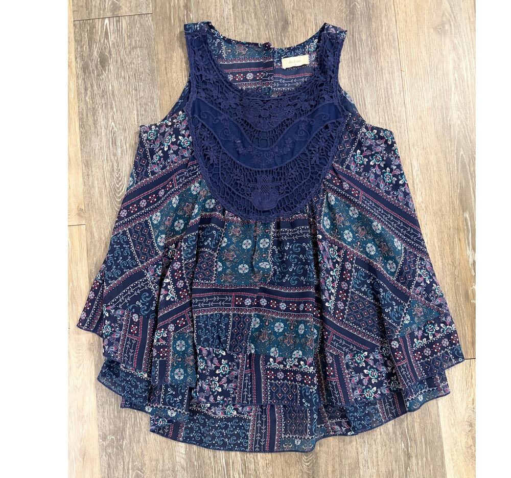 Altar’d State Boho Patchwork Floral Lace Tank Top Flowy Size Medium